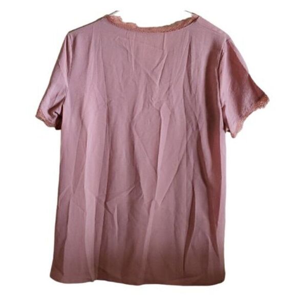 Women's Mesh Apricot top with Frilly Edging on Collar and Cuffs Size XL - Picture 2 of 4